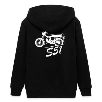 simson s51 Symbol Nostalgie DDR Moped Freunde - Teenager Organic Kapuzenjacke Mini Cultivator von Stanley/Stella - Schwarz - Hinten - AI Model Teenager Male light (155cm)