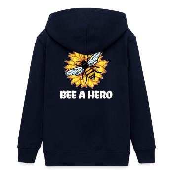 Earth Bee Statement Species Conservation Environment Nature - Teens Organic Zip-up Hoodie by Stanley/Stella - navy - Back - AI Model Teenager Male light (155cm)