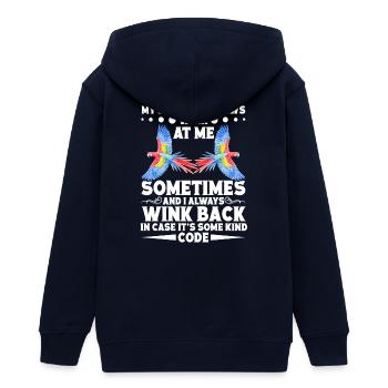 Meine Scharlachroten Aras zwinkern mir manchmal zu - Teenager Organic Kapuzenjacke Mini Cultivator von Stanley/Stella - Navy - Hinten - AI Model Teenager Male light (155cm)