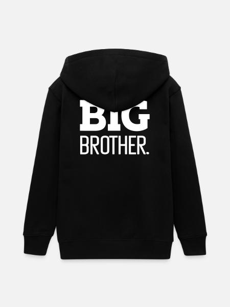 Bold Big Brother Graphic Tee Design - Teens Organic Zip-up Hoodie by Stanley/Stella - black