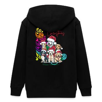 Festliches Hundekommando Weihnachtsdesign - Teenager Organic Kapuzenjacke Mini Cultivator von Stanley/Stella - Schwarz - Hinten - AI Model Teenager Male light (155cm)