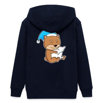 Shiba Inu Sleeping Fatigue Dog - Teens Organic Zip-up Hoodie by Stanley/Stella - navy - Back - AI Model Teenager Male light (155cm)