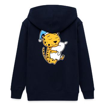 Cheetah with pillow and nightcap - Teens Organic Zip-up Hoodie by Stanley/Stella - navy - Back - AI Model Teenager Male light (155cm)