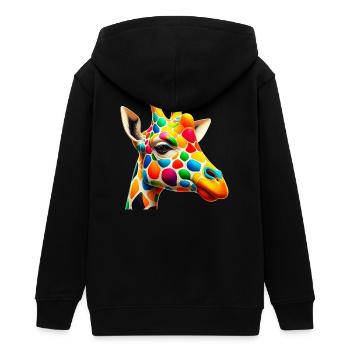 Giraffe farbig und bemalt wie Harlekin - Teenager Organic Kapuzenjacke Mini Cultivator von Stanley/Stella - Schwarz - Hinten - AI Model Teenager Male light (155cm)