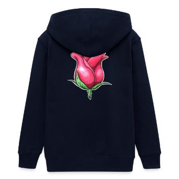 Glitzer Rosa Rose Illustration - Teenager Organic Kapuzenjacke Mini Cultivator von Stanley/Stella - Navy - Hinten - AI Model Teenager Male light (155cm)