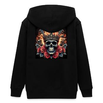 Brennender Schädel - Teenager Organic Kapuzenjacke Mini Cultivator von Stanley/Stella - Schwarz - Hinten - AI Model Teenager Male light (155cm)