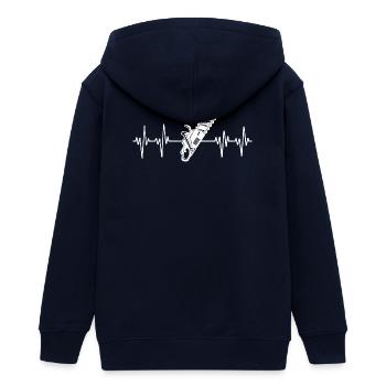 Scie, Bûcheron, Menuiserie, Forestier, Tronçonneuse - Veste à capuche ado bio Stanley/Stella - marine - Dos - AI Model Teenager Male light (155cm)
