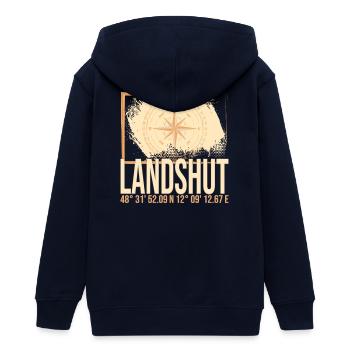 Landshut Koordinaten - Teenager Organic Kapuzenjacke Mini Cultivator von Stanley/Stella - Navy - Hinten - AI Model Teenager Male light (155cm)