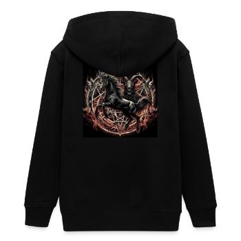 Satanic Horse - Teens Organic Zip-up Hoodie by Stanley/Stella - black - Back - AI Model Teenager Male light (155cm)