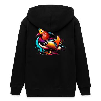 Mandarin duck - Teens Organic Zip-up Hoodie by Stanley/Stella - black - Back - AI Model Teenager Male light (155cm)