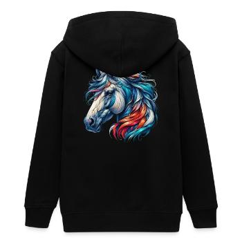 Pferd - Teenager Organic Kapuzenjacke Mini Cultivator von Stanley/Stella - Schwarz - Hinten - AI Model Teenager Male light (155cm)