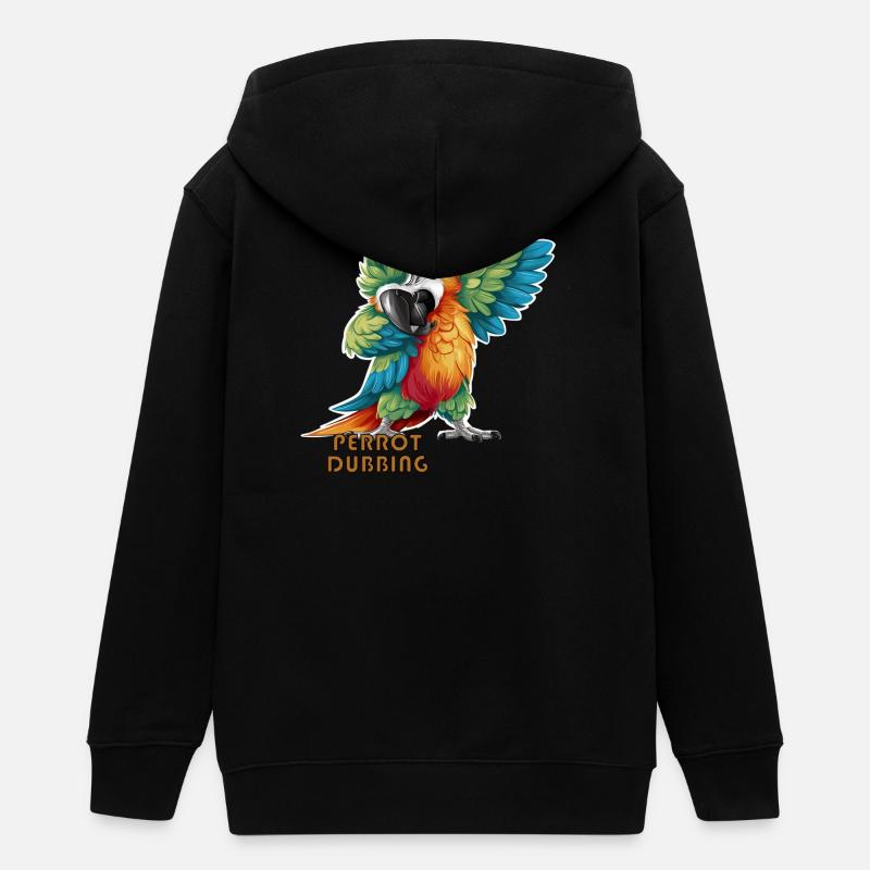 Perrot dubbing Éclats Plumés Le Perroquet tropical - Veste à capuche ado bio Stanley/Stella - noir