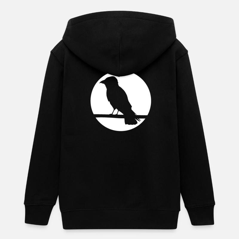 Corbeau sur une branche - Veste à capuche ado bio Stanley/Stella - noir