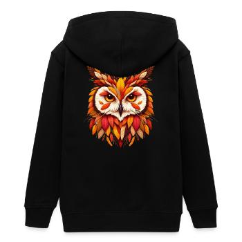 schöne Eule, gestaltet aus verschiedenen Blättern - Teenager Organic Kapuzenjacke Mini Cultivator von Stanley/Stella - Schwarz - Hinten - AI Model Teenager Male light (155cm)