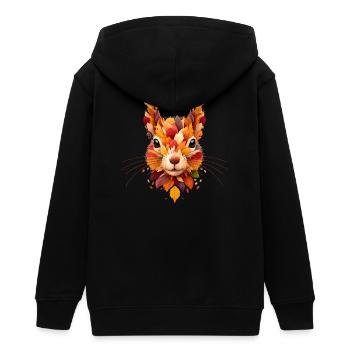 Eichhörnchen,gestaltet aus verschiedenen Blättern - Teenager Organic Kapuzenjacke Mini Cultivator von Stanley/Stella - Schwarz - Hinten - AI Model Teenager Male light (155cm)