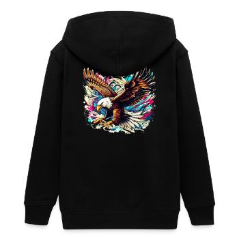 Adler - Teenager Organic Kapuzenjacke Mini Cultivator von Stanley/Stella - Schwarz - Hinten - AI Model Teenager Male light (155cm)