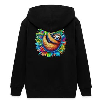 Faultier - Teenager Organic Kapuzenjacke Mini Cultivator von Stanley/Stella - Schwarz - Hinten - AI Model Teenager Male light (155cm)