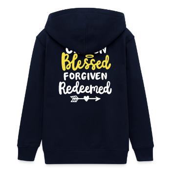 Christlicher Glaube Bibel Zitat - Teenager Organic Kapuzenjacke Mini Cultivator von Stanley/Stella - Navy - Hinten - AI Model Teenager Male light (155cm)