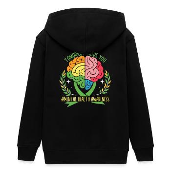Un cerveau coloré pour la santé mentale - Veste à capuche ado bio Stanley/Stella - noir - Dos - AI Model Teenager Male light (155cm)