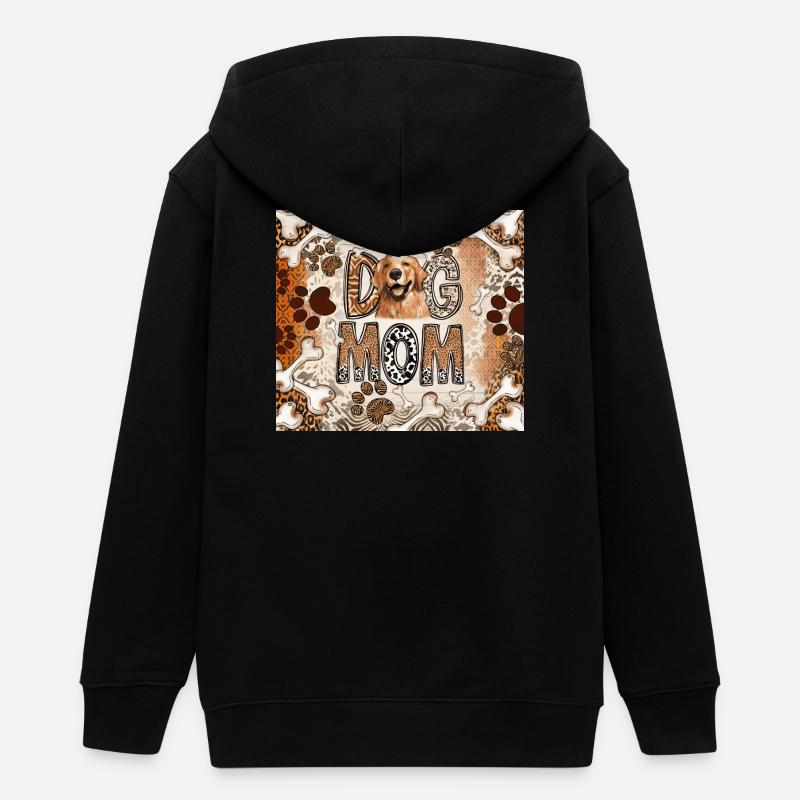 Chien Maman Imprimé Léopard - Veste à capuche ado bio Stanley/Stella - noir