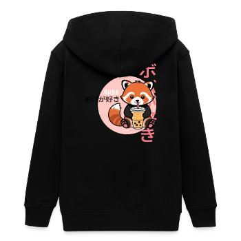 Le panda roux aime le thé à bulles – Kawaii Boba Design - Veste à capuche ado bio Stanley/Stella - noir - Dos - AI Model Teenager Male light (155cm)