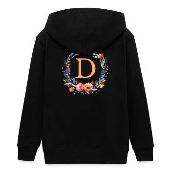 D Monogram, Couronne de fleurs, Personnalisable - Veste à capuche ado bio Stanley/Stella - noir - Dos - AI Model Teenager Male light (155cm)