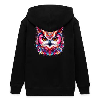 Eule - Teenager Organic Kapuzenjacke Mini Cultivator von Stanley/Stella - Schwarz - Hinten - AI Model Teenager Male light (155cm)