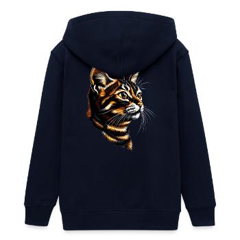 Bengal Katze Leopard Cat Leopardette Bengal Katzen - Teenager Organic Kapuzenjacke Mini Cultivator von Stanley/Stella - Navy - Hinten - AI Model Teenager Male light (155cm)