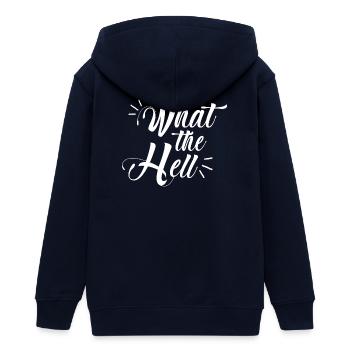 what the hell - Teens Organic Zip-up Hoodie by Stanley/Stella - navy - Back - AI Model Teenager Male light (155cm)