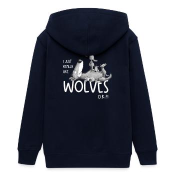 Funny Wolf Pack Family Like Wolves Saying - Teens Organic Zip-up Hoodie by Stanley/Stella - navy - Back - AI Model Teenager Male light (155cm)
