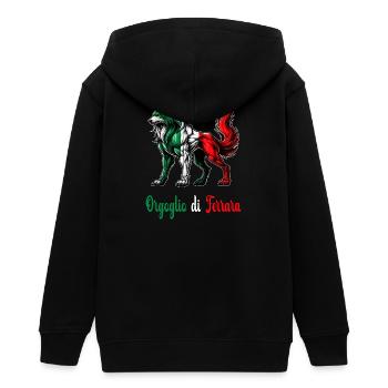 Der stolz von Ferrara Italien Flagge - Teenager Organic Kapuzenjacke Mini Cultivator von Stanley/Stella - Schwarz - Hinten - AI Model Teenager Male light (155cm)