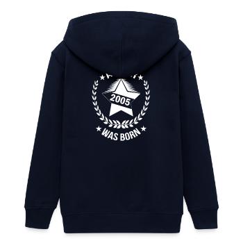 Geburtstag Stern geboren 2005 - Teenager Organic Kapuzenjacke Mini Cultivator von Stanley/Stella - Navy - Hinten - AI Model Teenager Male light (155cm)