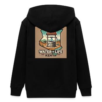 Wasser ist Leben – Kenia Brunnen - Teenager Organic Kapuzenjacke Mini Cultivator von Stanley/Stella - Schwarz - Hinten - AI Model Teenager Male light (155cm)