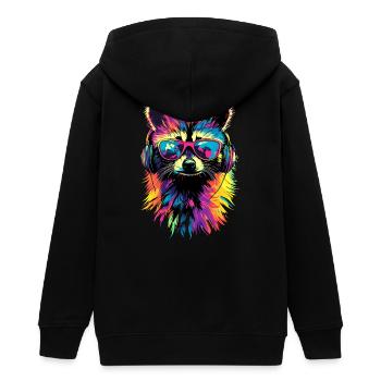 Waschbär Popart Bunt Regenbogen Raccoon Waschbären - Teenager Organic Kapuzenjacke Mini Cultivator von Stanley/Stella - Schwarz - Hinten - AI Model Teenager Male light (155cm)