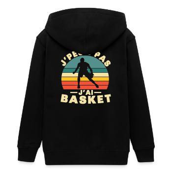 Je peux pas j ai Basket Humour cadeau - Veste à capuche ado bio Stanley/Stella - noir - Dos - AI Model Teenager Male light (155cm)