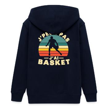 Je peux pas j ai Basket Humour cadeau - Veste à capuche ado bio Stanley/Stella - marine - Dos - AI Model Teenager Male light (155cm)