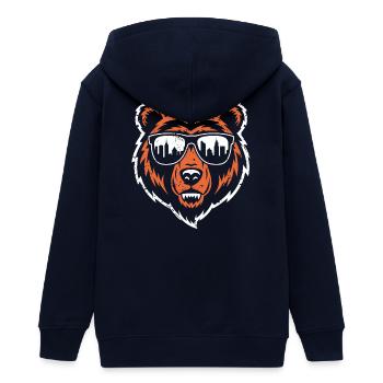Bär mit City Skyline Sonnenbrille - Teenager Organic Kapuzenjacke Mini Cultivator von Stanley/Stella - Navy - Hinten - AI Model Teenager Male light (155cm)