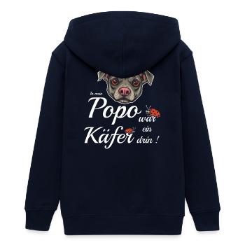 Lustiger Hund - Teenager Organic Kapuzenjacke Mini Cultivator von Stanley/Stella - Navy - Hinten - AI Model Teenager Male light (155cm)