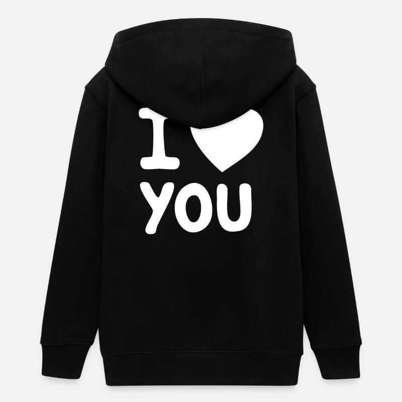 Je t’aime, blanc - Veste à capuche ado bio Stanley/Stella - noir
