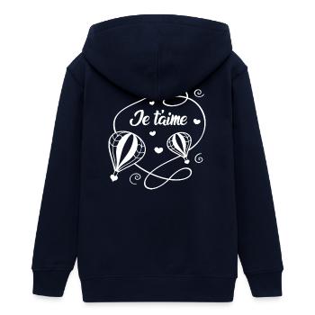 Ich liebe dich - Teenager Organic Kapuzenjacke Mini Cultivator von Stanley/Stella - Navy - Hinten - AI Model Teenager Male light (155cm)