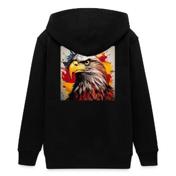 Adlerkopf Kunstspray Explosion - Teenager Organic Kapuzenjacke Mini Cultivator von Stanley/Stella - Schwarz - Hinten - AI Model Teenager Male light (155cm)