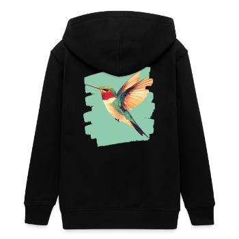 Hummingbird - Teens Organic Zip-up Hoodie by Stanley/Stella - black - Back - AI Model Teenager Male light (155cm)