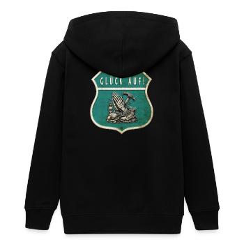 Exploitation minière – Foi et travail - Veste à capuche ado bio Stanley/Stella - noir - Dos - AI Model Teenager Male light (155cm)