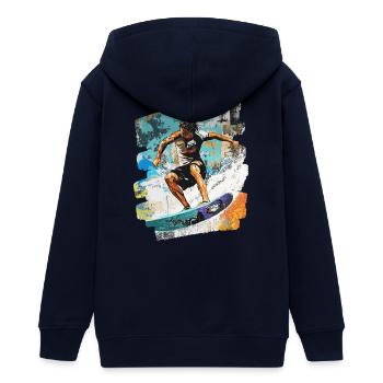 Surfergirl,Surfer,Surfeur Design,Chemise de surf,Wellenr - Veste à capuche ado bio Stanley/Stella - marine - Dos - AI Model Teenager Male light (155cm)