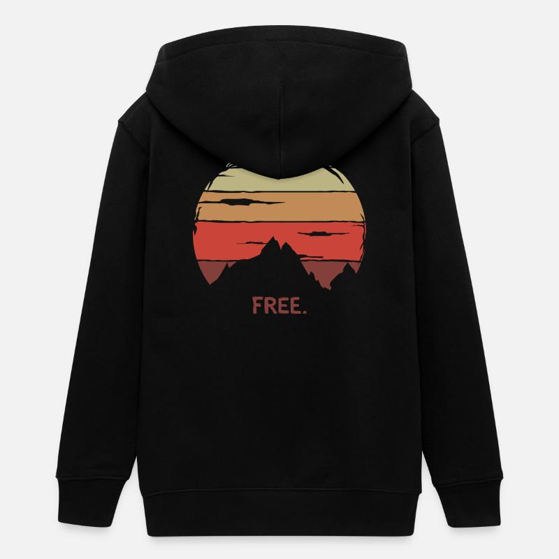 Montagnes rétro avec coucher de soleil - Hiking Friends - Veste à capuche ado bio Stanley/Stella - noir