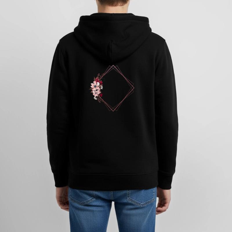 Flowers in Rectangular Frame / Pink Tones Teens Organic Zip-up Hoodie by Stanley/Stella