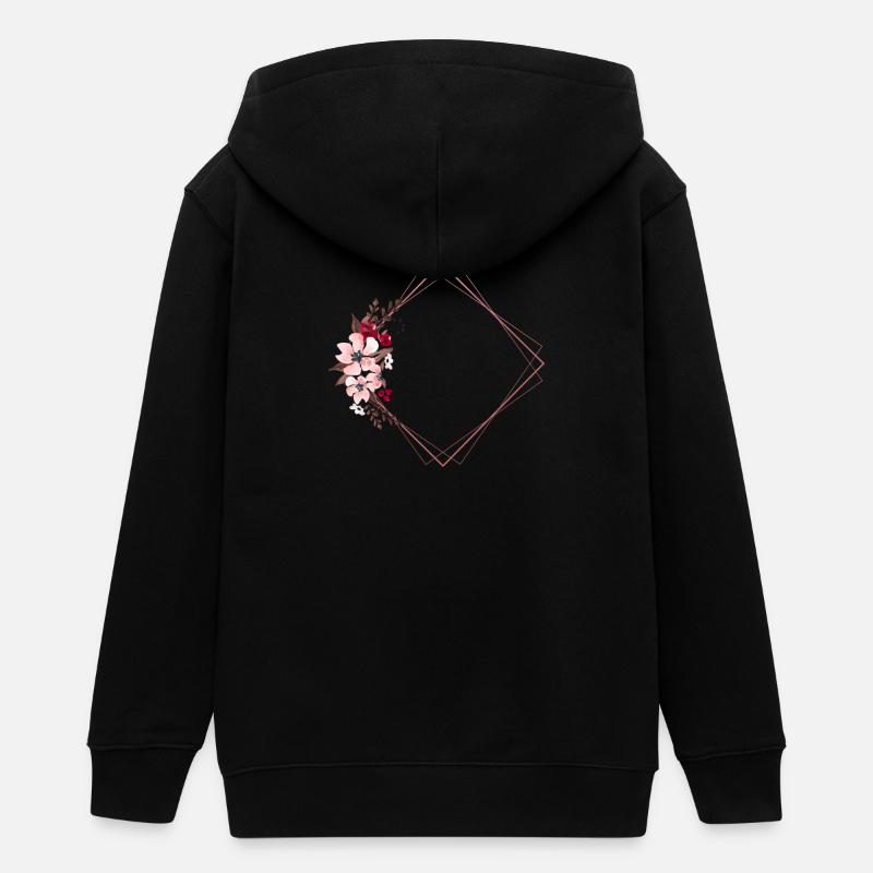 Fleurs dans un cadre rectangulaire / Tons roses - Veste à capuche ado bio Stanley/Stella - noir