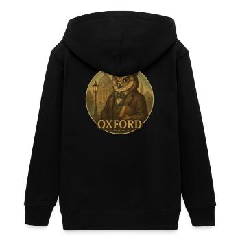 Professor Eule – Oxford Wisdom - Teenager Organic Kapuzenjacke Mini Cultivator von Stanley/Stella - Schwarz - Hinten - AI Model Teenager Male light (155cm)