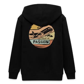 vintage Flugzeug Logo - Pilot by Passion Emblem - Teenager Organic Kapuzenjacke Mini Cultivator von Stanley/Stella - Schwarz - Hinten - AI Model Teenager Male light (155cm)