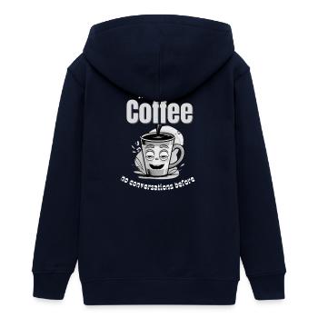 Coffee Mood – No Conversations Before Coffee - Teenager Organic Kapuzenjacke Mini Cultivator von Stanley/Stella - Navy - Hinten - AI Model Teenager Male light (155cm)